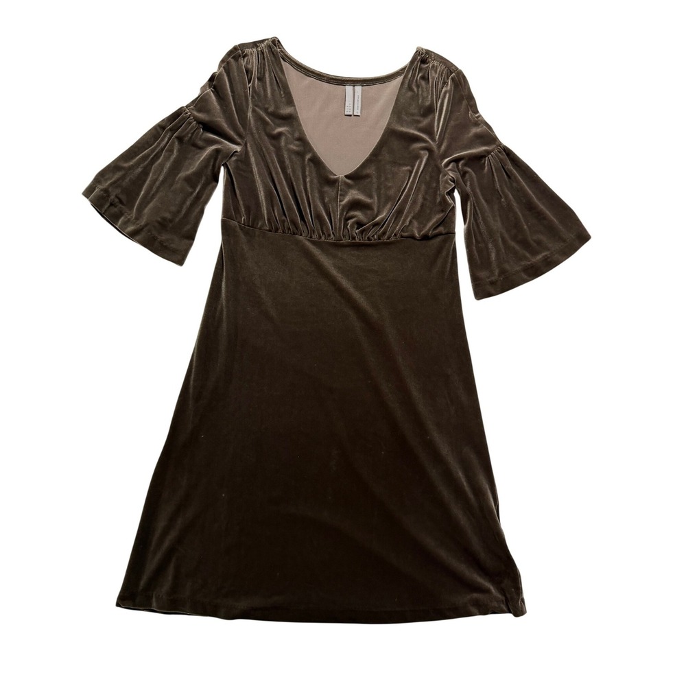 Old Navy Brown Velvet Empire Waist Dress Bell Sleeve Boho Size S